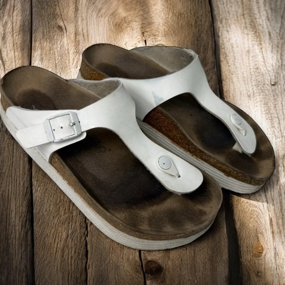 Birkenstock Papillio Gizeh Platform White Sandals Size 40 9 9.5 Women’s Thong - Picture 2 of 12